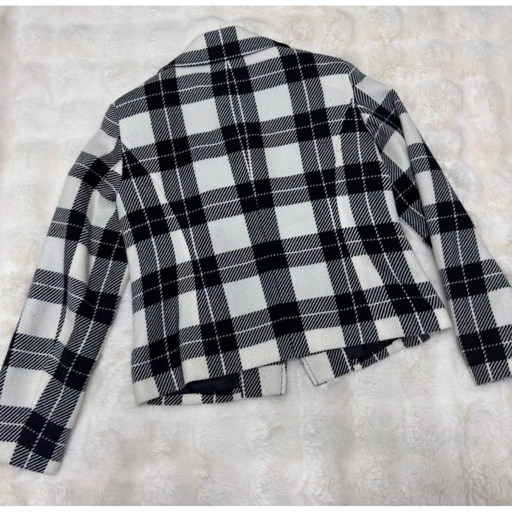 Evan-Picone Womens Black White Plaid Wool Blend Blazer Jacket Size 6 - Picture 7 of 7